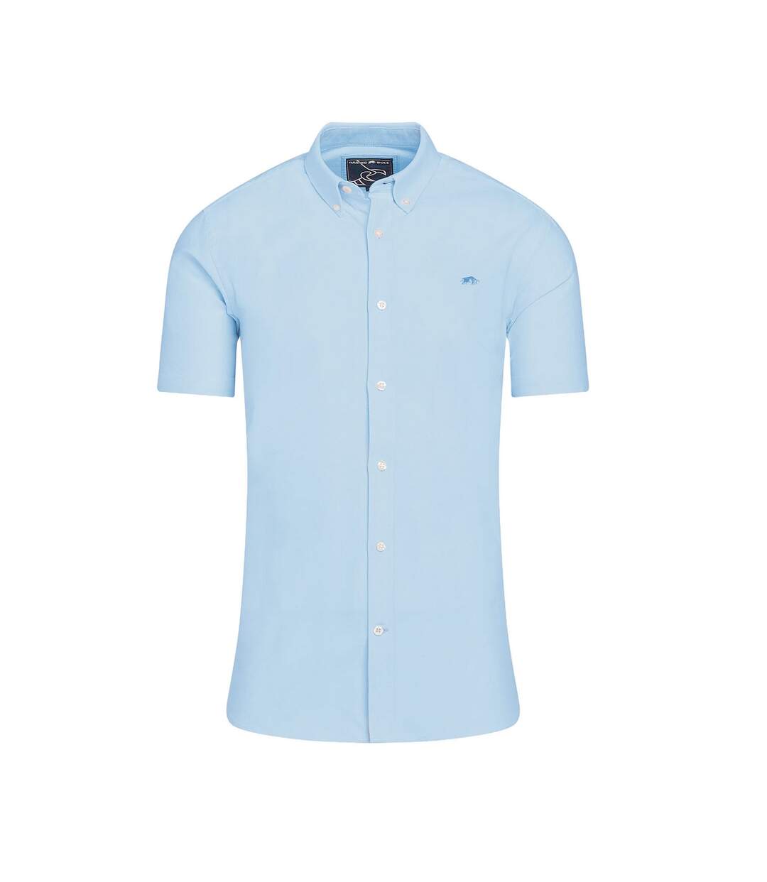 Mens oxford lightweight short-sleeved shirt sky blue Raging Bull-1