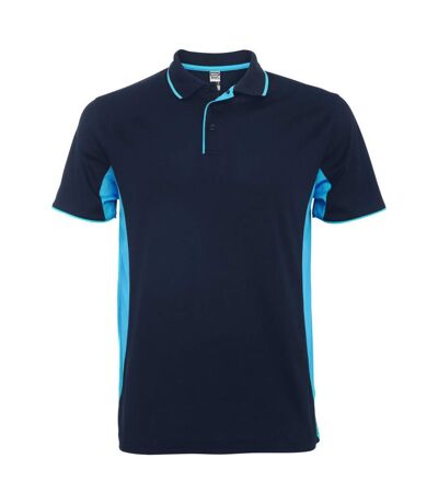 Polo montmelo adulte bleu marine/bleu ciel Roly