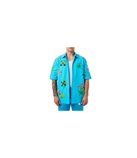 Mens Virgil Leaves Relaxed Fit Shirt Blue Off White