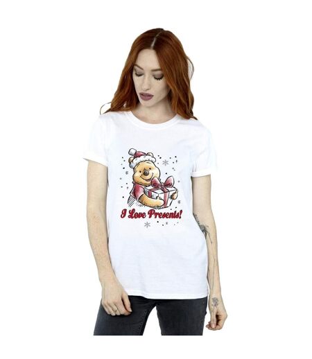 Disney Womens/Ladies Winnie The Pooh Love Presents Cotton Boyfriend T-Shirt (Blanc) - UTBI47451