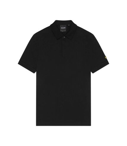 Mens tipped ottoman polo shirt jet black Lyle & Scott