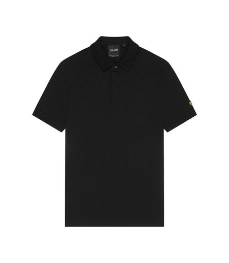 Mens tipped ottoman polo shirt jet black Lyle & Scott