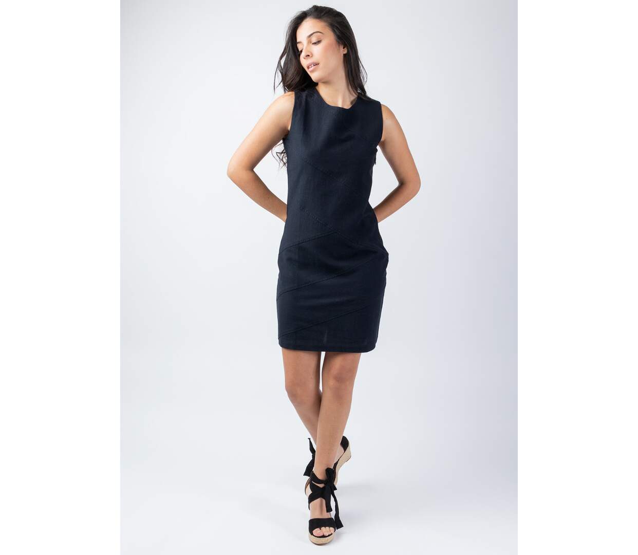 Robe courte tailleur SOLINE noire Coton Du Monde-2