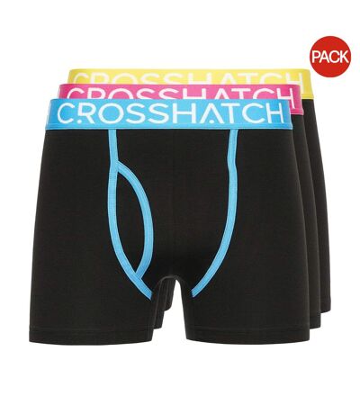 Pack Of 3  Mens Trioglow Boxer Shorts  Black Crosshatch