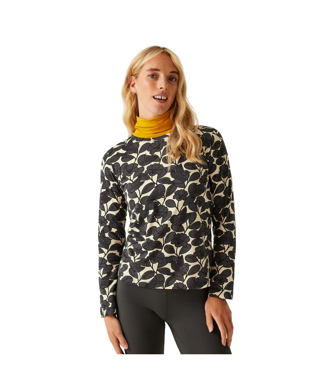Womens/ladies Orla Kiely Birdy Long-sleeved Winter T-shirt Grey Regatta-3