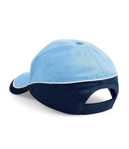 Casquette teamwear competition bleu ciel / bleu marine / blanc Beechfield