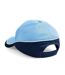 Casquette teamwear competition bleu ciel / bleu marine / blanc Beechfield