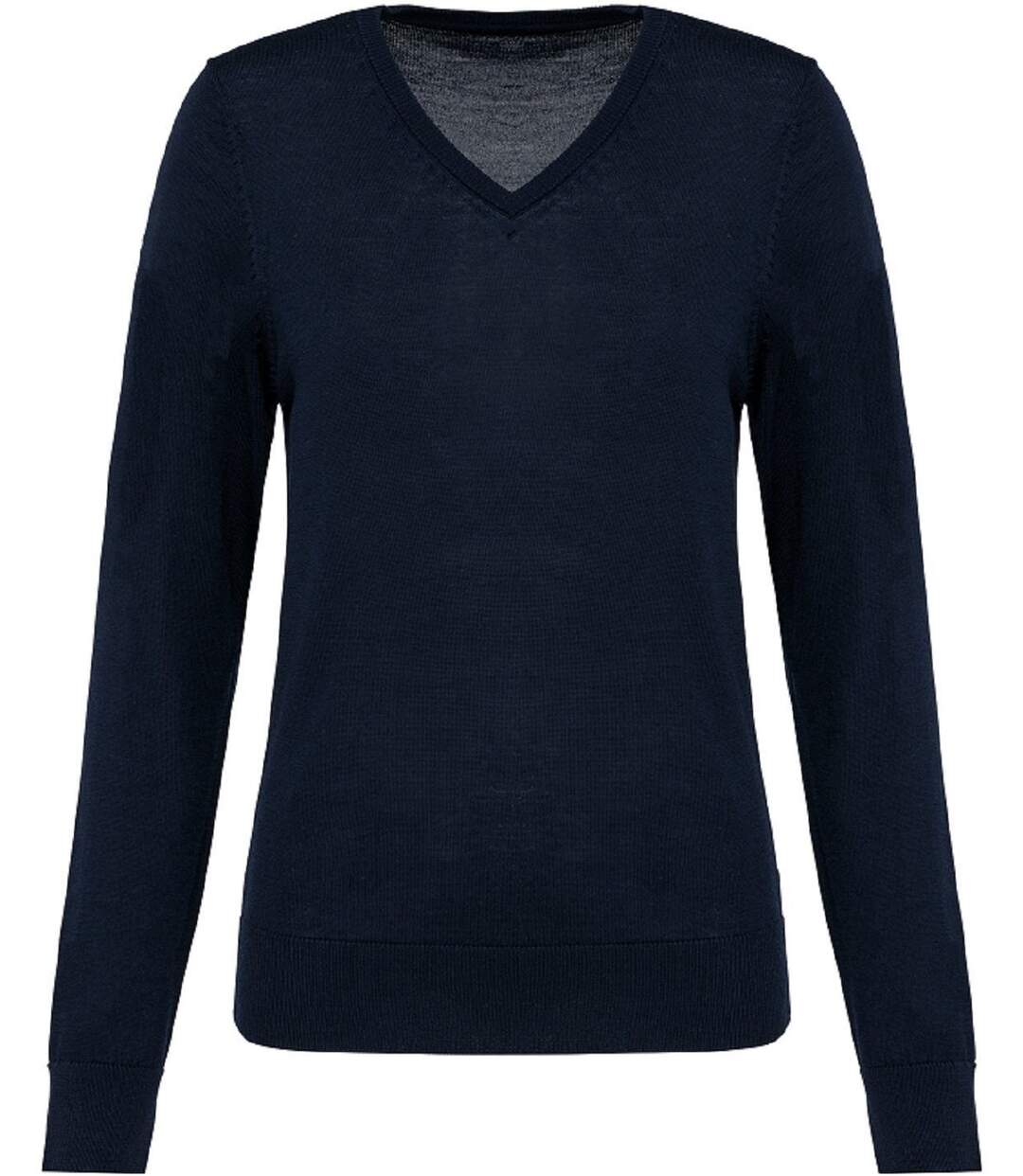 Pull Mérinos col V - Femme - PK911 - bleu marine