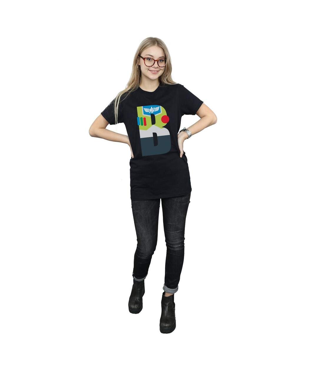 Disney Womens/Ladies Alphabet B Is For Buzz Lightyear Cotton Boyfriend T-Shirt (Noir) - UTBI46921-4