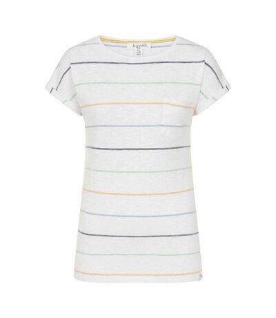Womens/ladies Striped Textured T-shirt Green Lazy Jacks