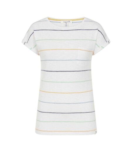 Womens/ladies Striped Textured T-shirt Green Lazy Jacks