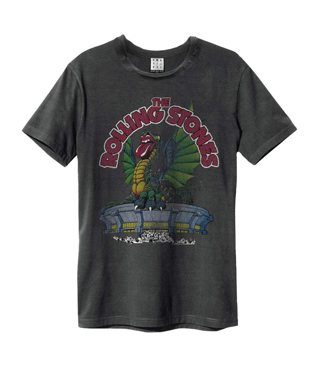 Unisex Adult Us Tour 1972 The Rolling Stones Back Print T-shirt Charcoal Amplified-1