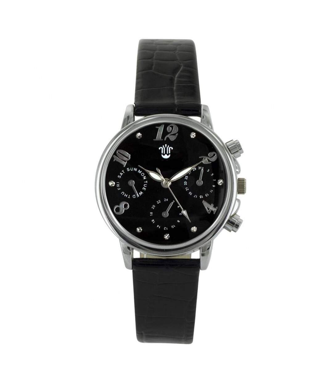 Montre Femme Noir Strass Style Chrono BELLOS 1256-1