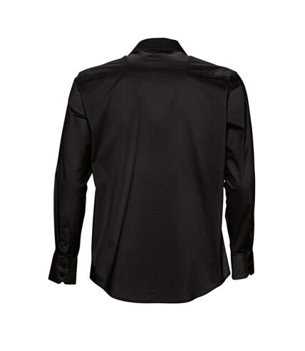 SOLS Mens Brighton Long Sleeve Fitted Work Shirt (Black)