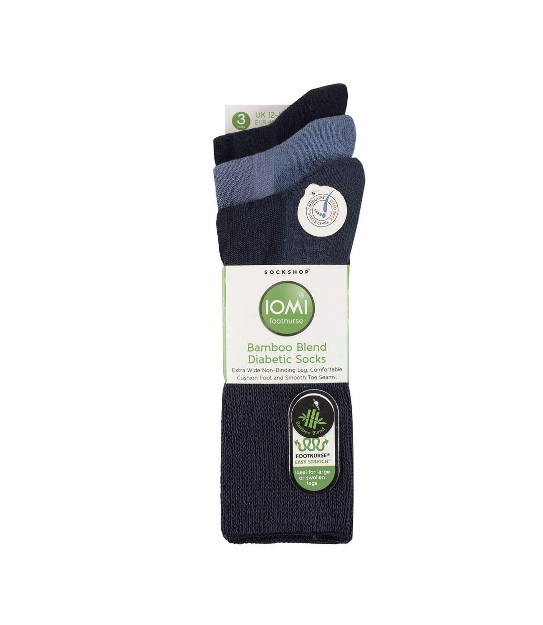 IOMI - 3 Paires Homme et Femme Bambou Diabetiques Chaussettes sans Elastiques-2