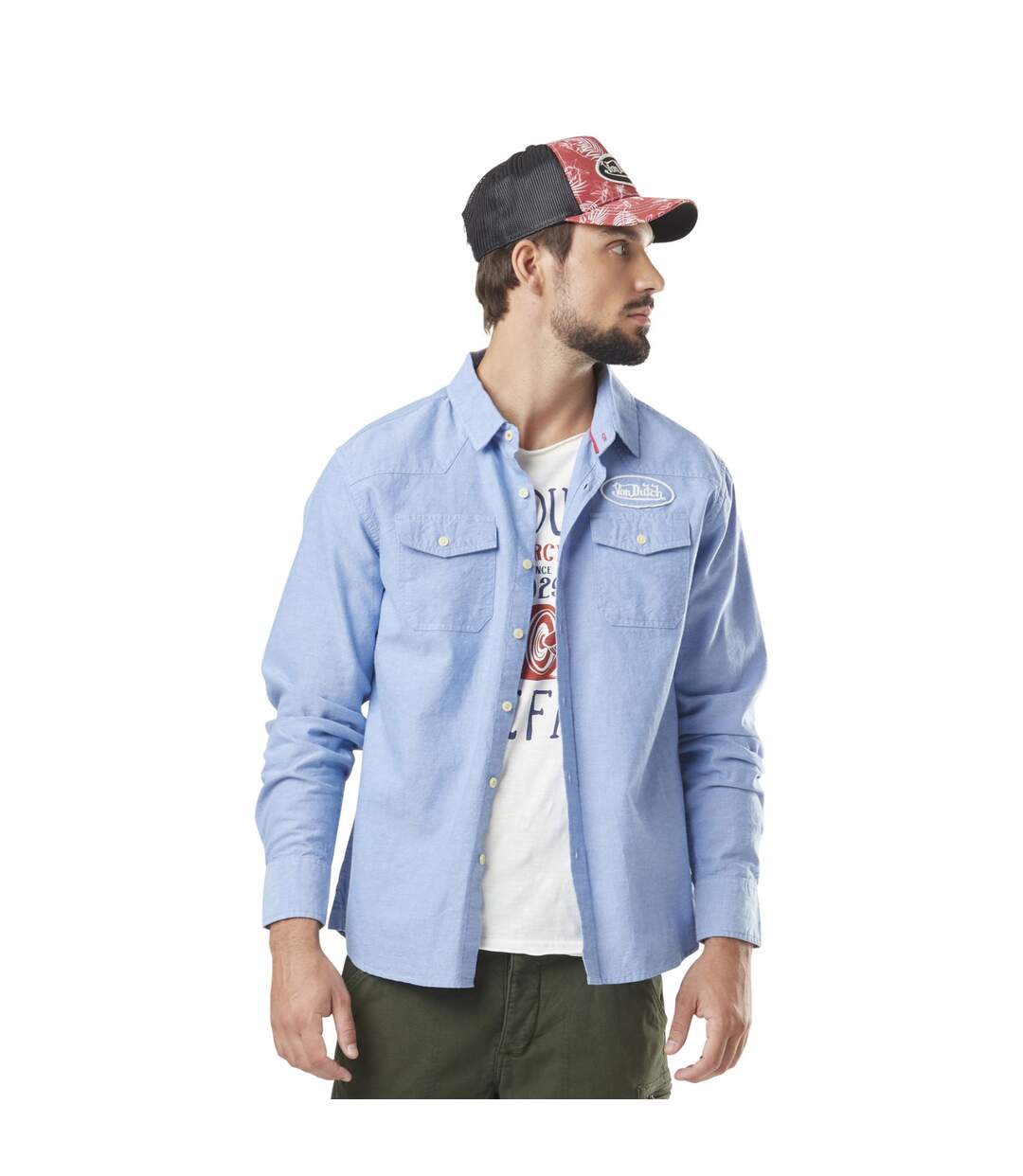 Chemise homme manche longues Chambray en coton Vondutch-1