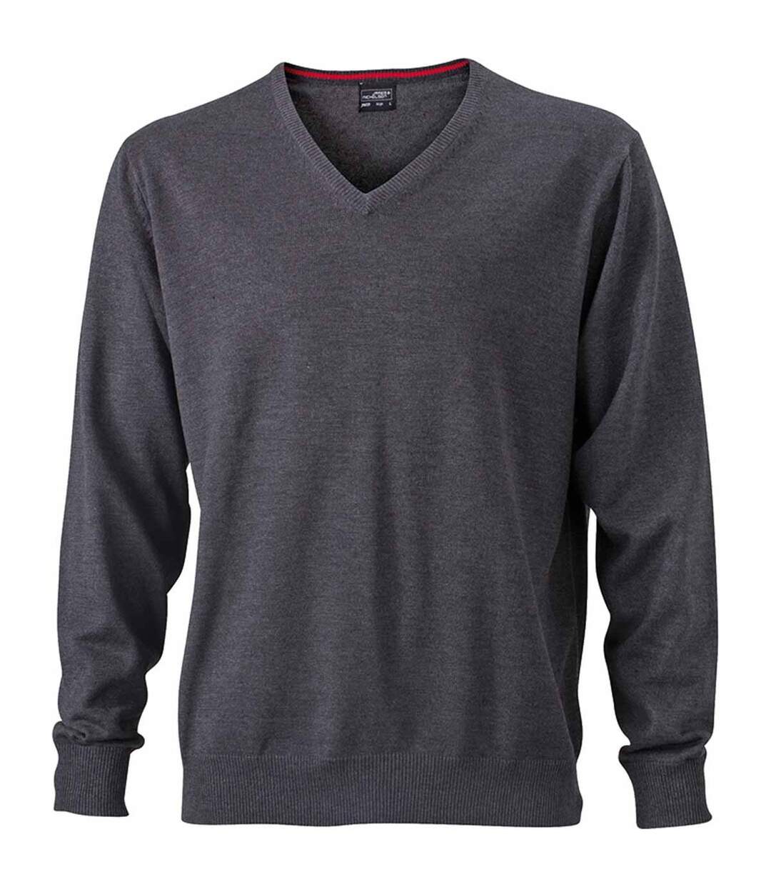 Pull classique col V - HOMME - JN659 - gris anthracite