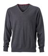 Pull classique col V - HOMME - JN659 - gris anthracite