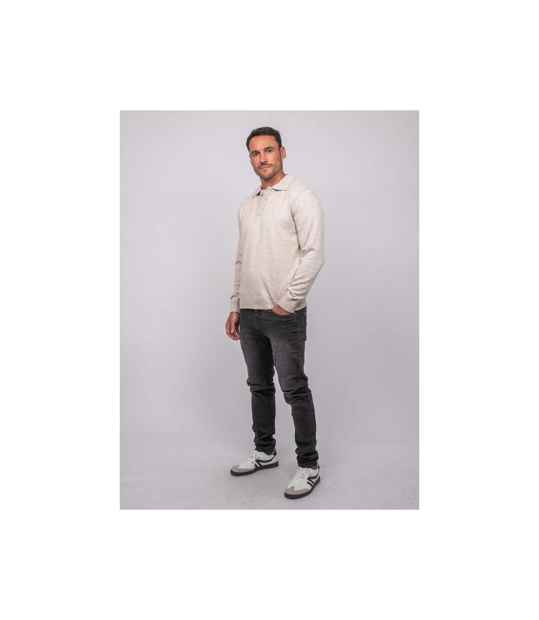 Pull polo maille douce chinée LUBACAT-4