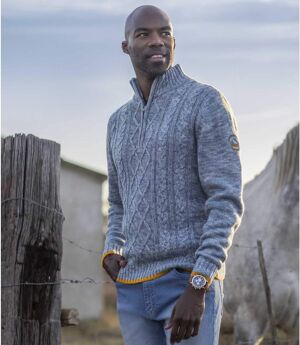 Pull D'hiver Homme Col Chemise - Tricot Uni Chaud Pour Saison Froide, Quotidien Ou Voyages