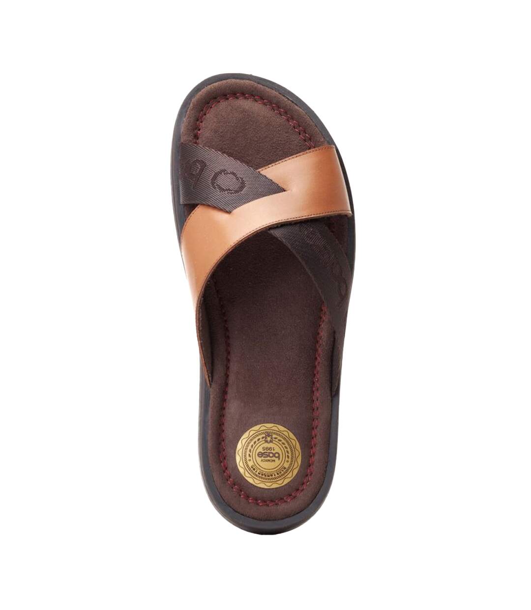Mens webb leather sliders burnt tan Base London-4