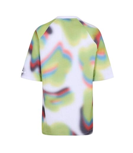 Womens/ladies Abstract Crew Neck T-shirt Green Multicoloured Diadora