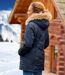 Women's Navy Padded Parka with Hood-2