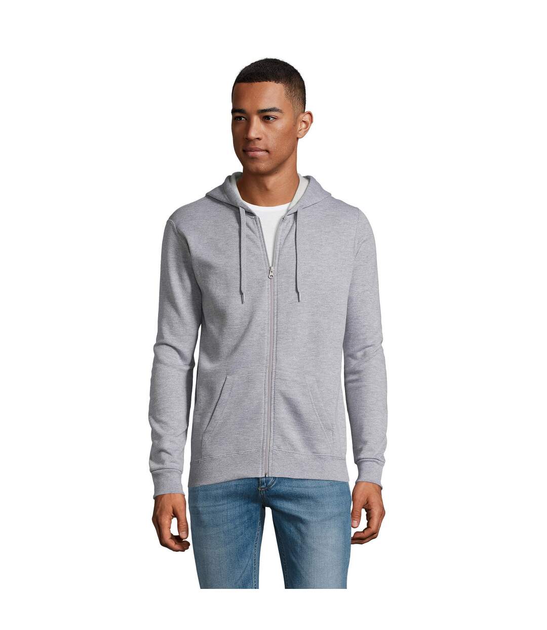 SOLS Mens Stone Zip Up Plain Hoodie (Gray Marl) - UTPC2784-4