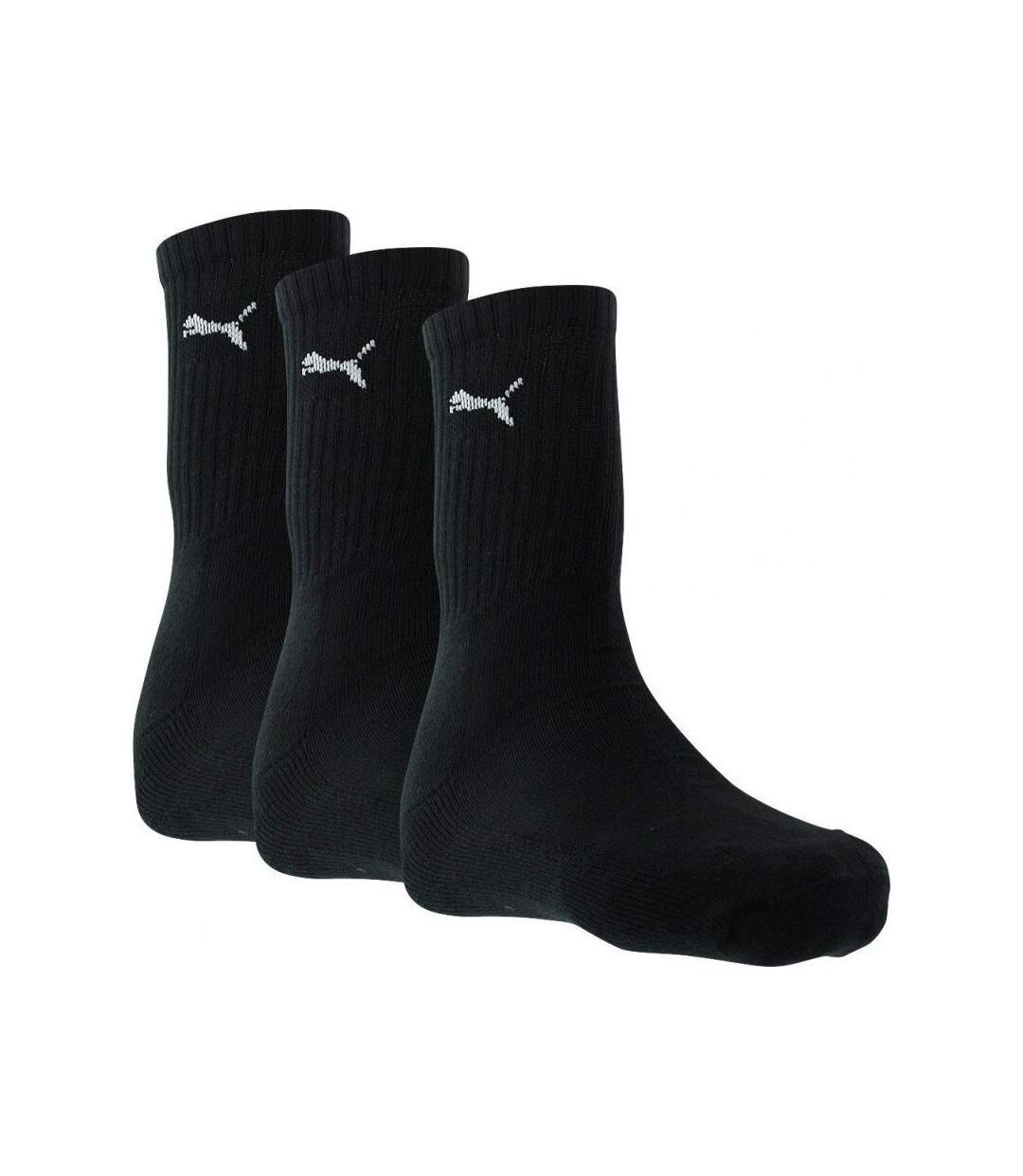 PUMA Lot de 3 paires de Chaussettes Mixte Coton SPORTCREW Noir-1