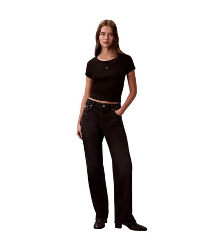 Haut Court Motif/style Côtelé Femme Noir Calvin Klein