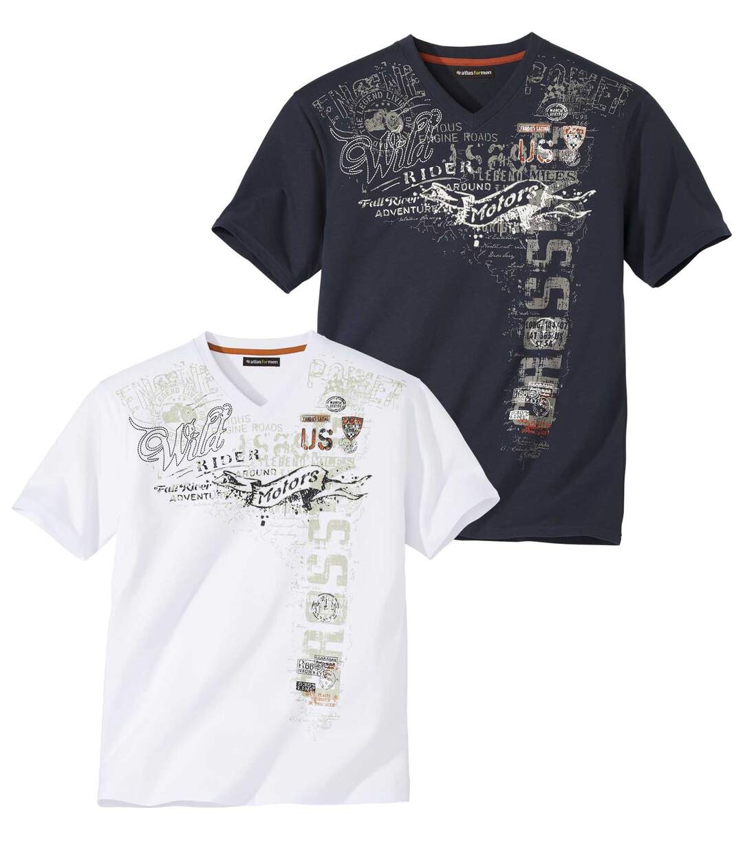 Lot de 2 Tee-Shirts Col V Imprimés Rider 