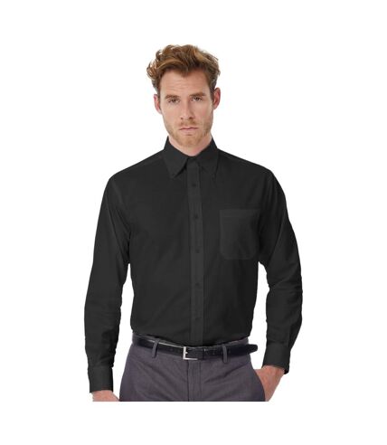 B&C Mens Oxford Long Sleeve Shirt / Mens Shirts (Black)