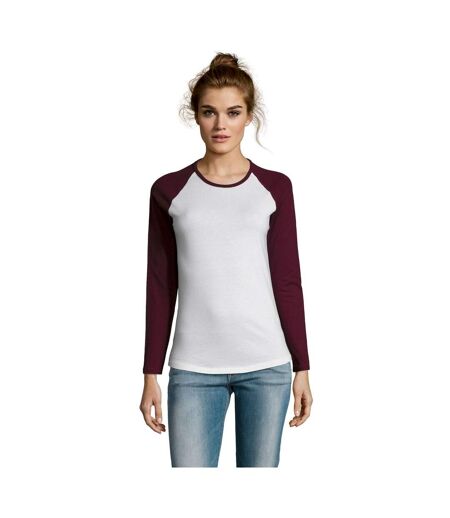 SOLS - Tee-Shirt Milky - Femme (Blanc/Bordeaux) - UTPC3514