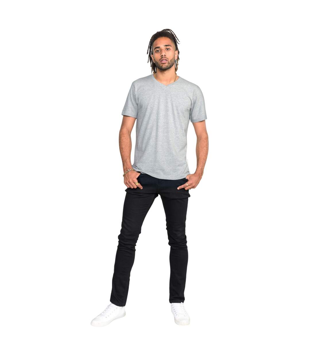 Duke Mens Signature-1 V-Neck T-Shirt (Grey Melange) - UTDC166-1