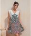 Robe d'été sans manches à  imprimé floral - Col V et ceinture assortie-5
