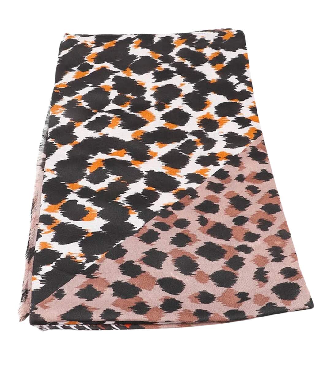 Echarpe Femmes en Coton et Viscose Taupe à  Motifs Graphiques-3