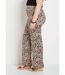 Pantalon taille semi-élastiquée satin fleuri-3