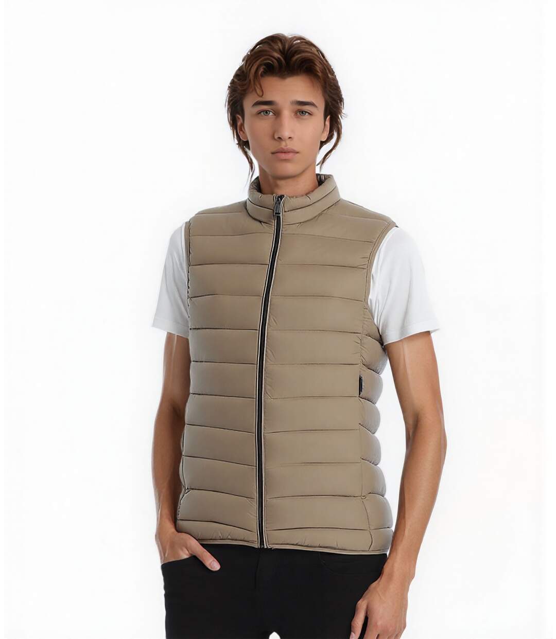 Doudoune  Homme sans manche - Beige - Style Casual et Confort-1