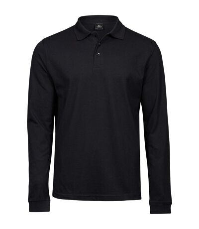 Tee Jays Mens Luxury Stretch Long-Sleeved Polo Shirt (Black)