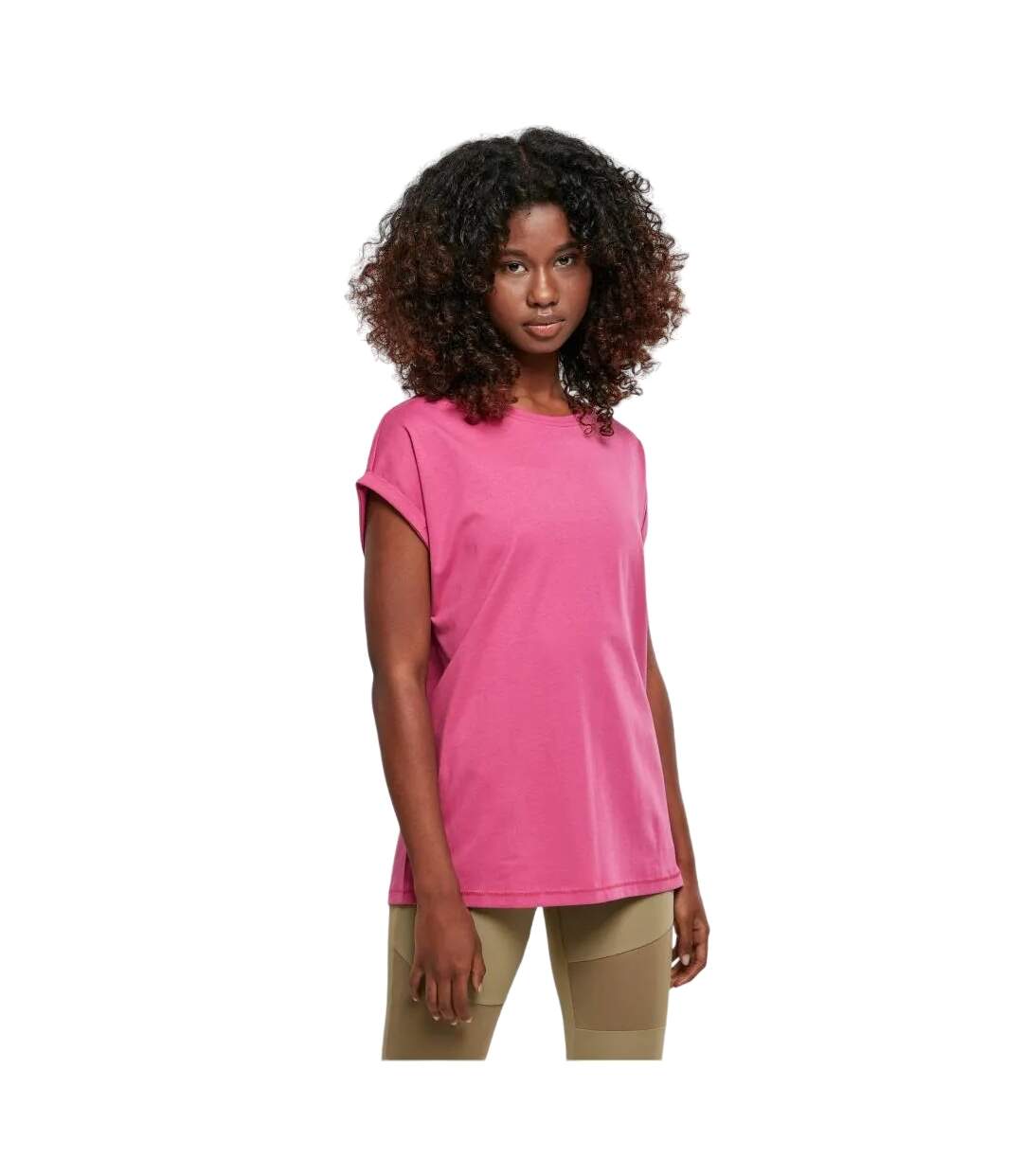 Womens/ladies Extended Shoulder T-shirt Bright Violet Urban Classics-1