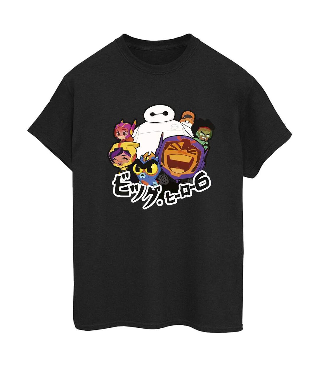 Disney Femme/Les femmes Big Hero 6 Baymax Group Manga Cotton Boyfriend T-Shirt (Noir) - UTBI15764-1