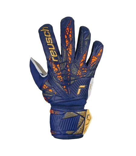 Childrens/kids Attrakt Solid Goalkeeper Gloves Navy Blue Reusch