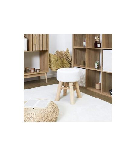 Tabouret en Tissu Bouclette Hera 40cm Blanc