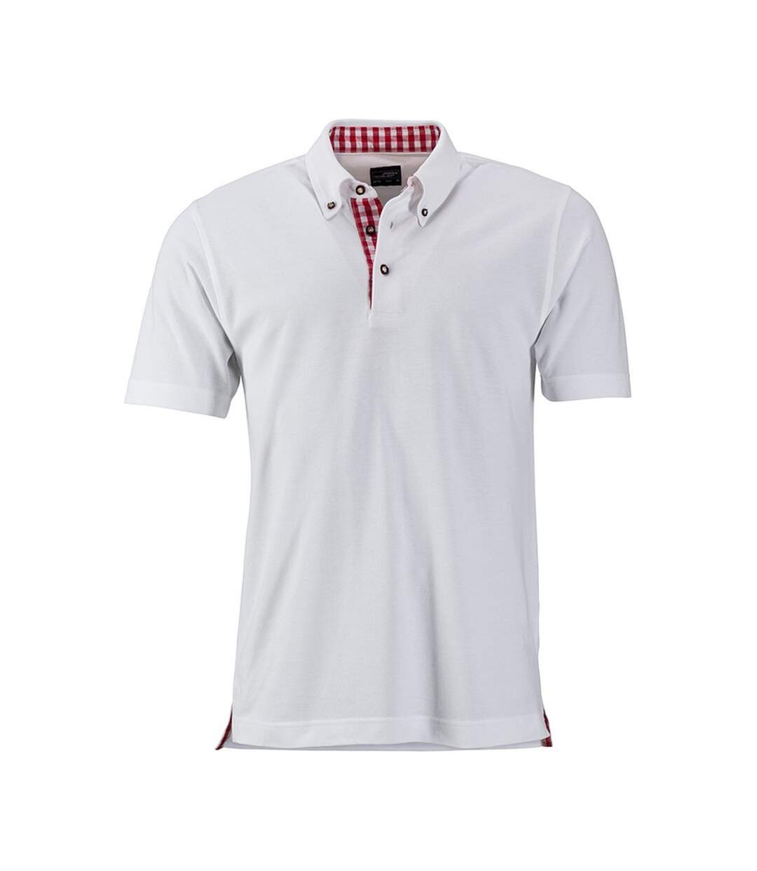 Polo Traditional Homme Rouge Blanc James And Nicholson-1
