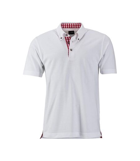 Polo Traditional Homme Rouge Blanc James And Nicholson