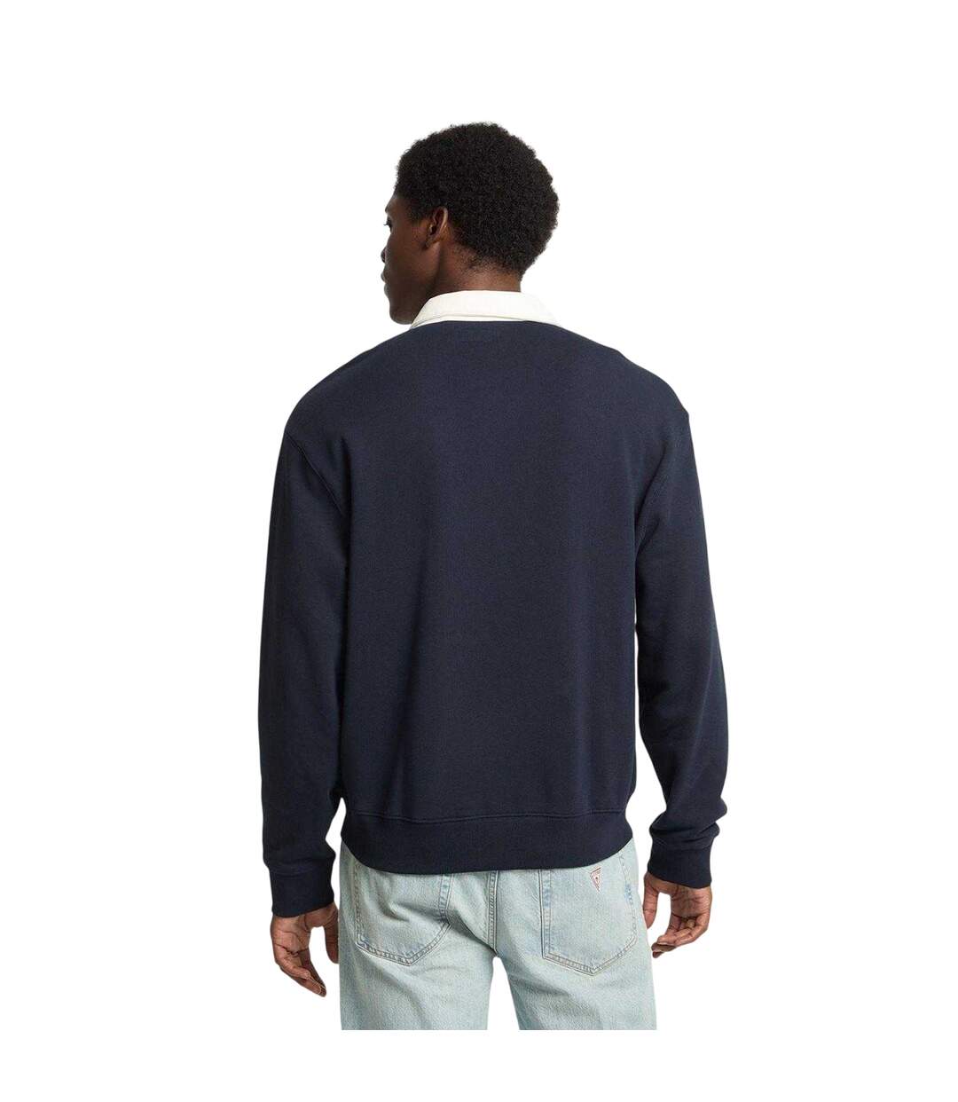 Mens Regular Long-sleeved Rugby Shirt Ocean Blue Guess-3