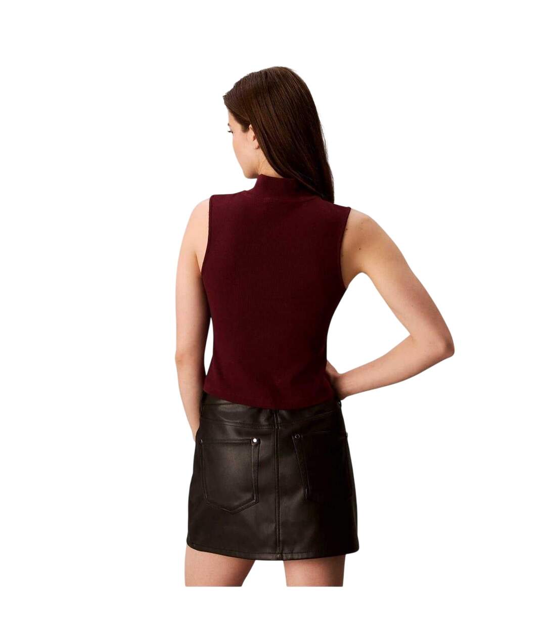 Womens/ladies Ribbed Slim Sleeveless Tank Top Rouge Calvin Klein-3