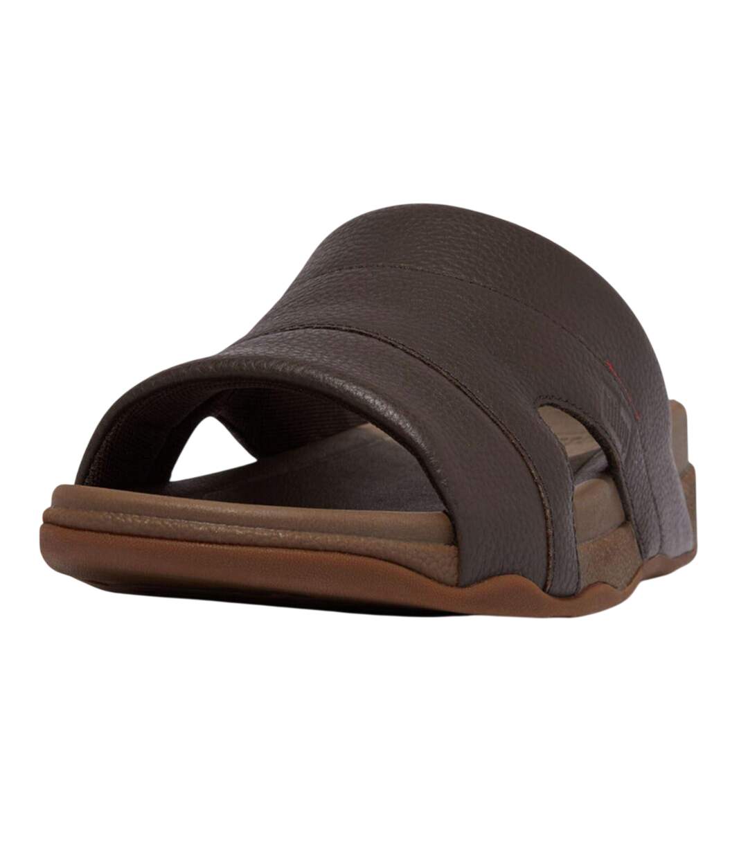 Mens Freeway Leather Pool Sliders Brown Fit Flop-1