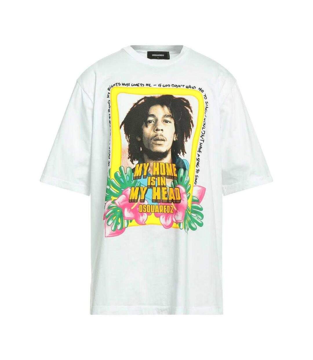 Unisex Adult My Home Is In My Head Bob Marley T-shirt White DSquared2-2