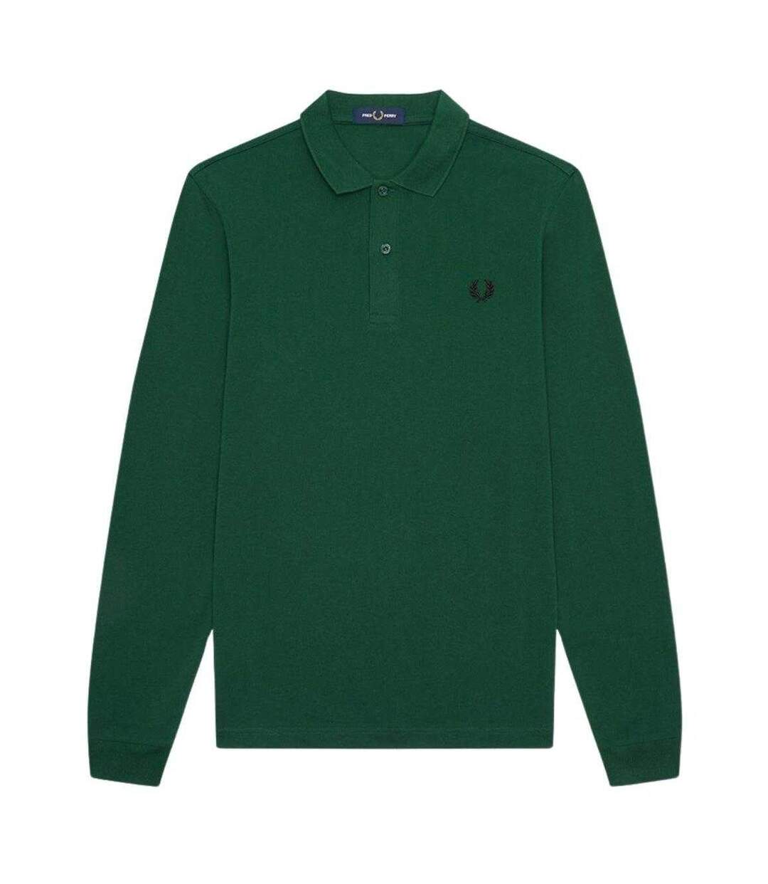 Polo Manches Longues Motif Uni Adulte Vert Sombre Fred Perry-1